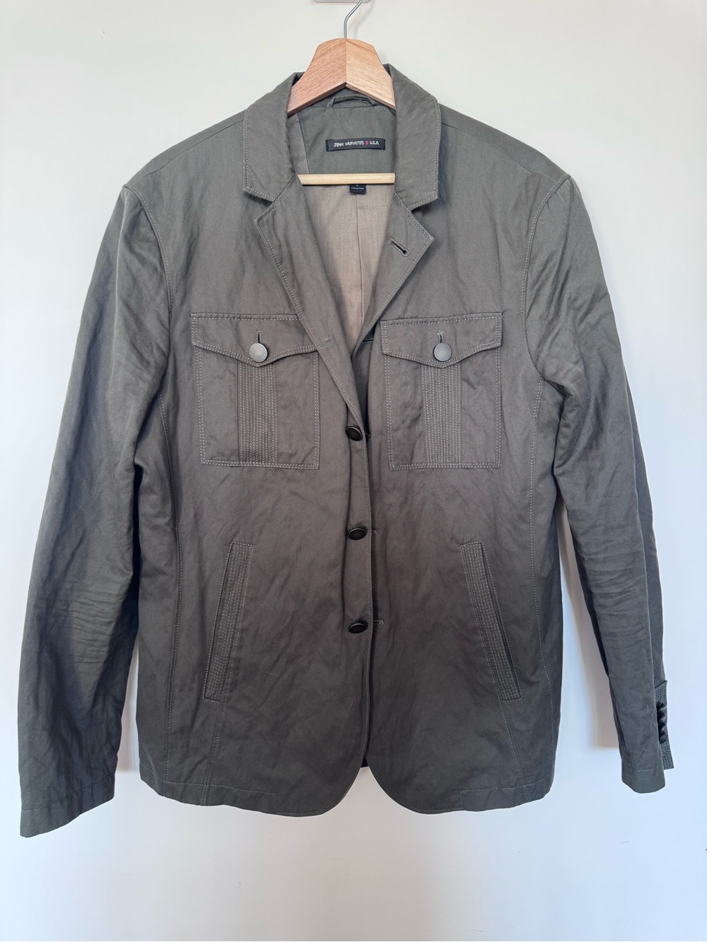 John Varvatos Star USA Unique Olive Green Lightweight Field Jacket Blazer